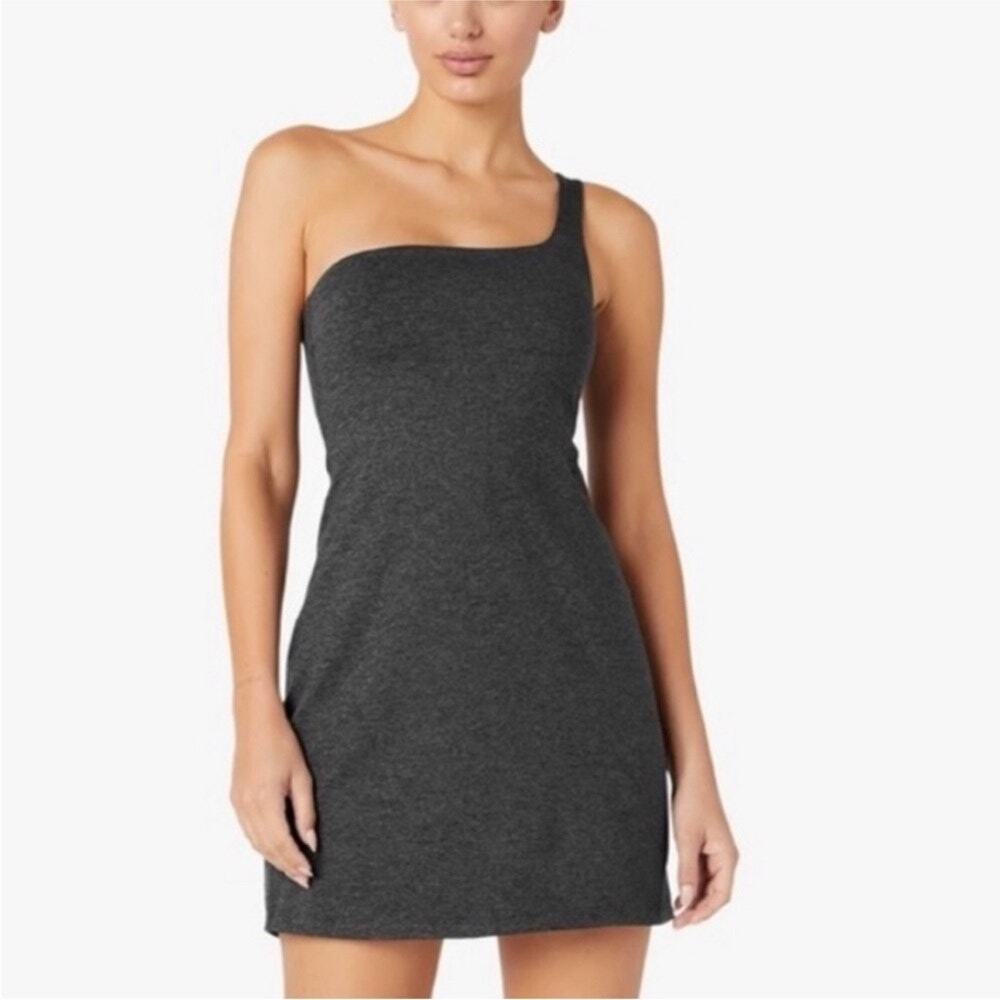 Beyond Yoga Dress Spacedye One Shoulder Stretch Knit Gray Athletic Size XL